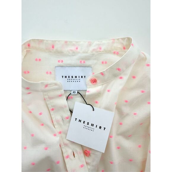 The Shirt by Rochelle Behrens White Pink Polka Dot Puff Sleeve Blouse XS NWT - Picture 4 of 5